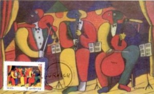 3 musicians and stamp