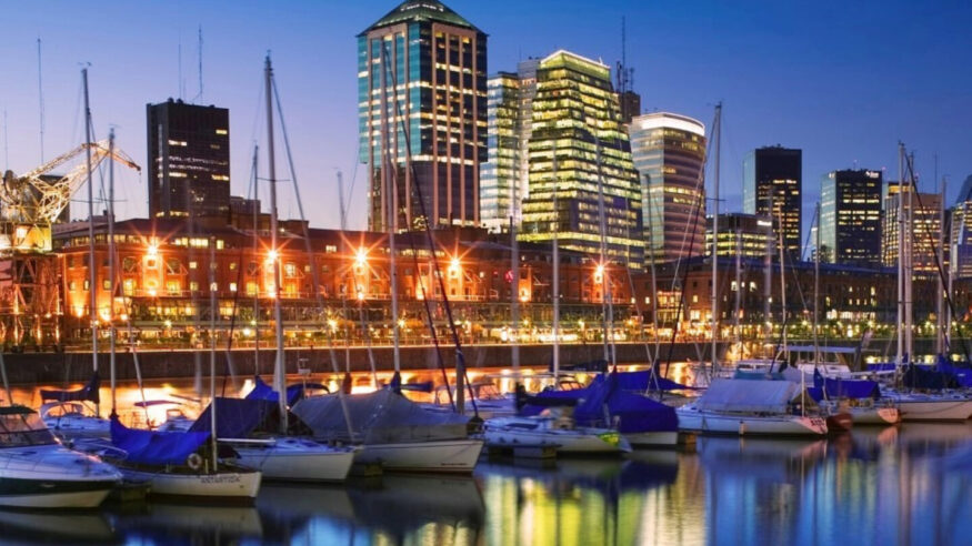 Night view of Puerto Madero in Buenos Aires, Argentina.