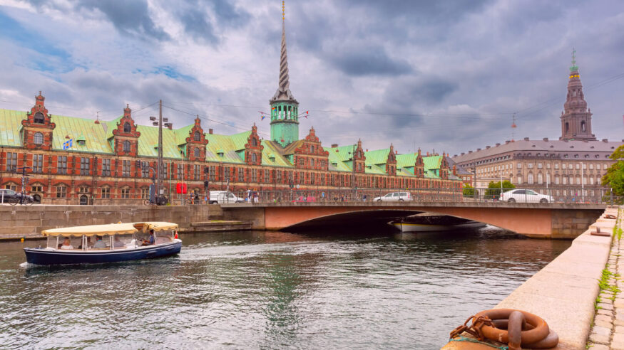 The Old Stock Exchange Boersen and Christiansborg Palace, Copenhagen, Denmark