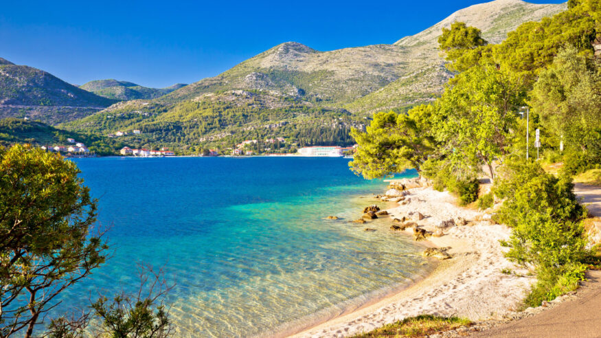 Idyllic turquoise beach in Slano, Adriatic sea, Dubrovnik region of Croatia