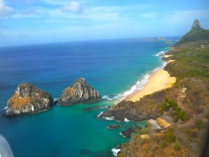 Morro dois Irmãos and Praia Cacimba do Padre from the airplane
